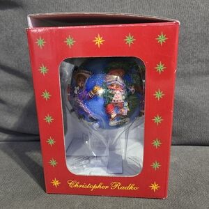 Vintage 2002 Christopher Radko Christmas Ornament & Box Teddies Around the World